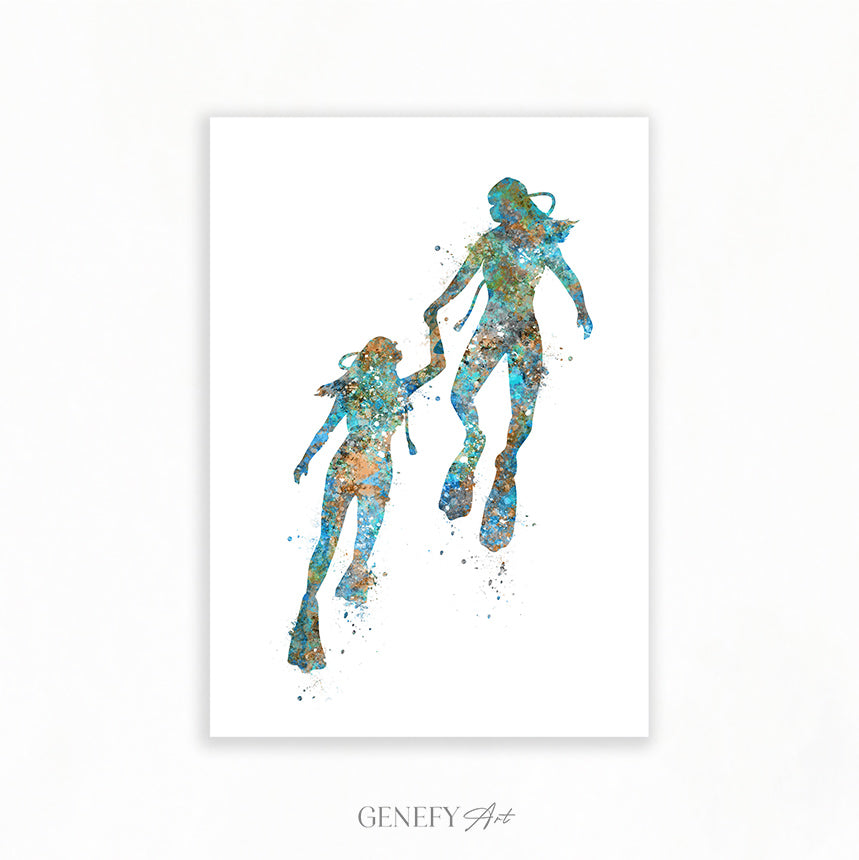 Two Female Scuba Divers Art Print