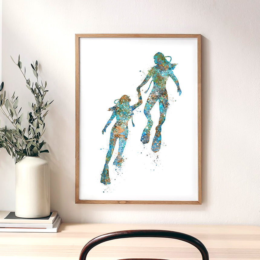 Two Female Scuba Divers Art Print