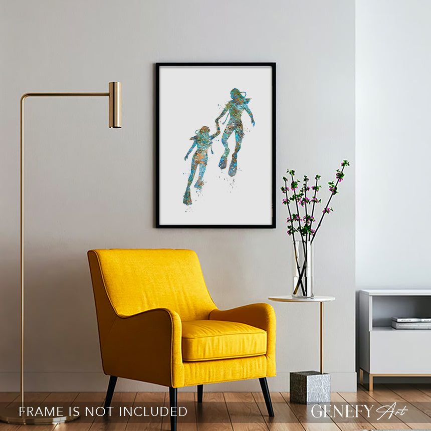 Two Female Scuba Divers Art Print