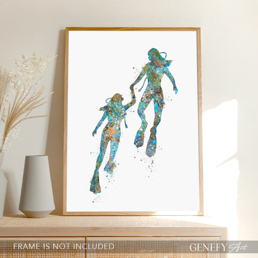 Two Female Scuba Divers Art Print