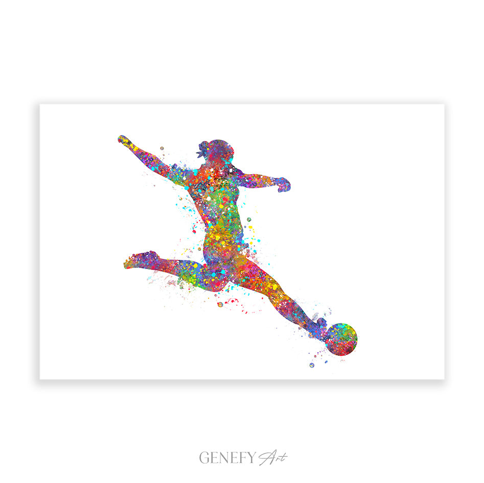 Female Soccer Watercolour Print