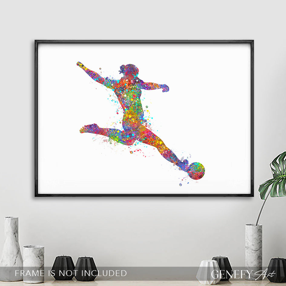 Female Soccer Watercolour Print