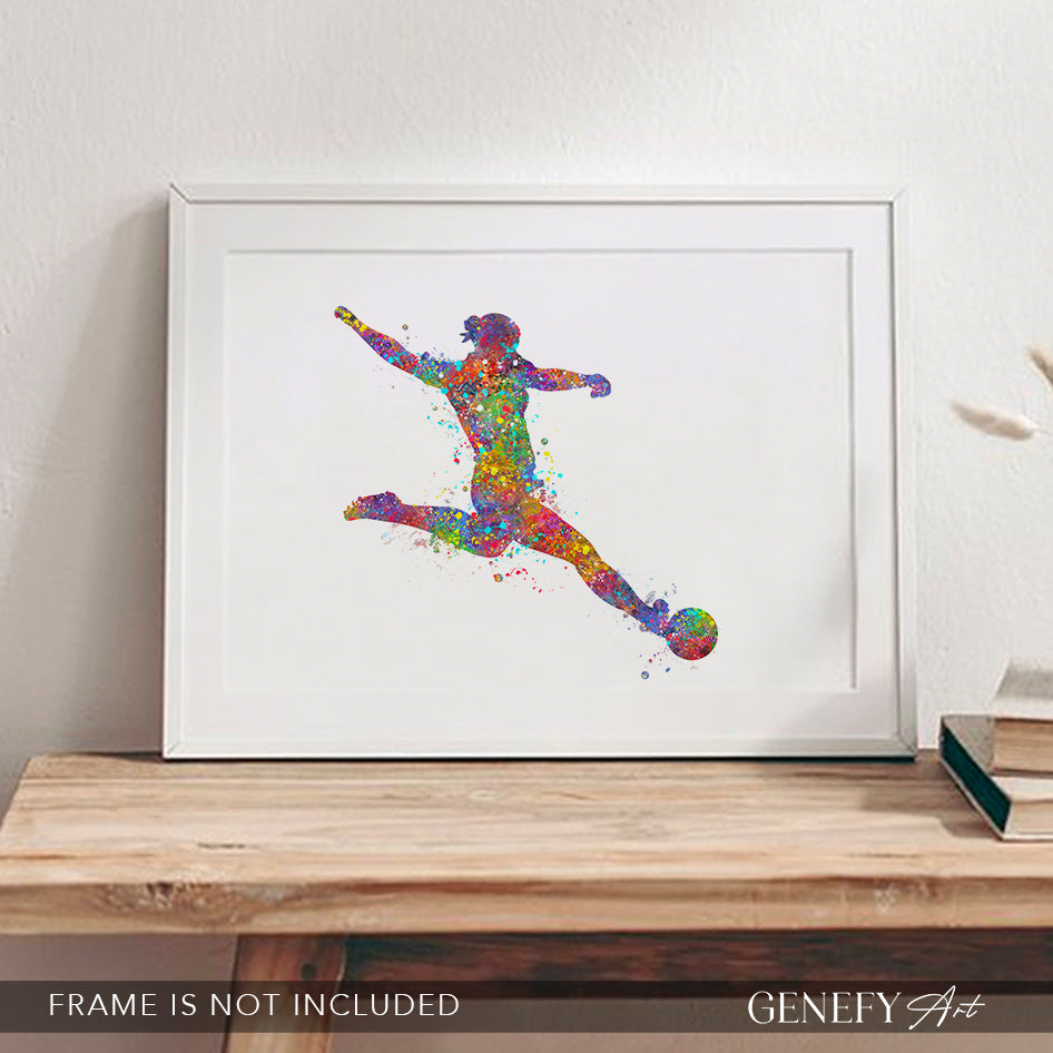 Female Soccer Watercolour Print