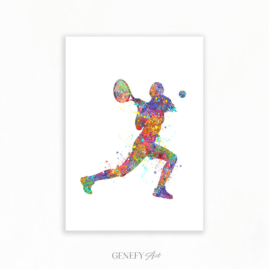 Female Tennis Player Watercolour Art Print