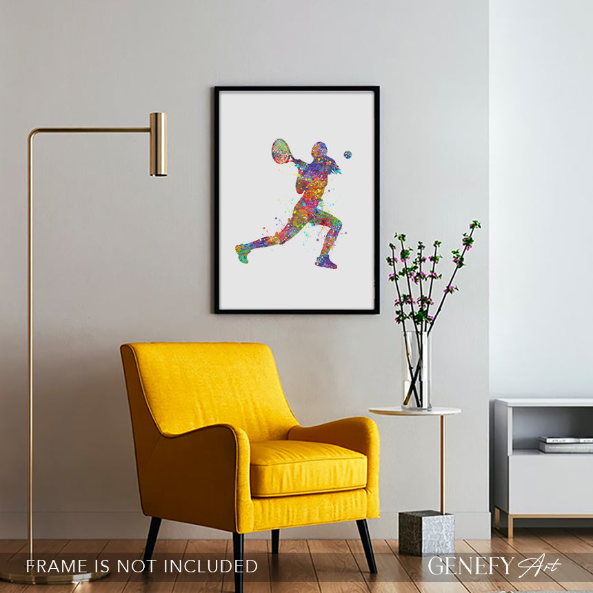 Female Tennis Player Watercolour Art Print