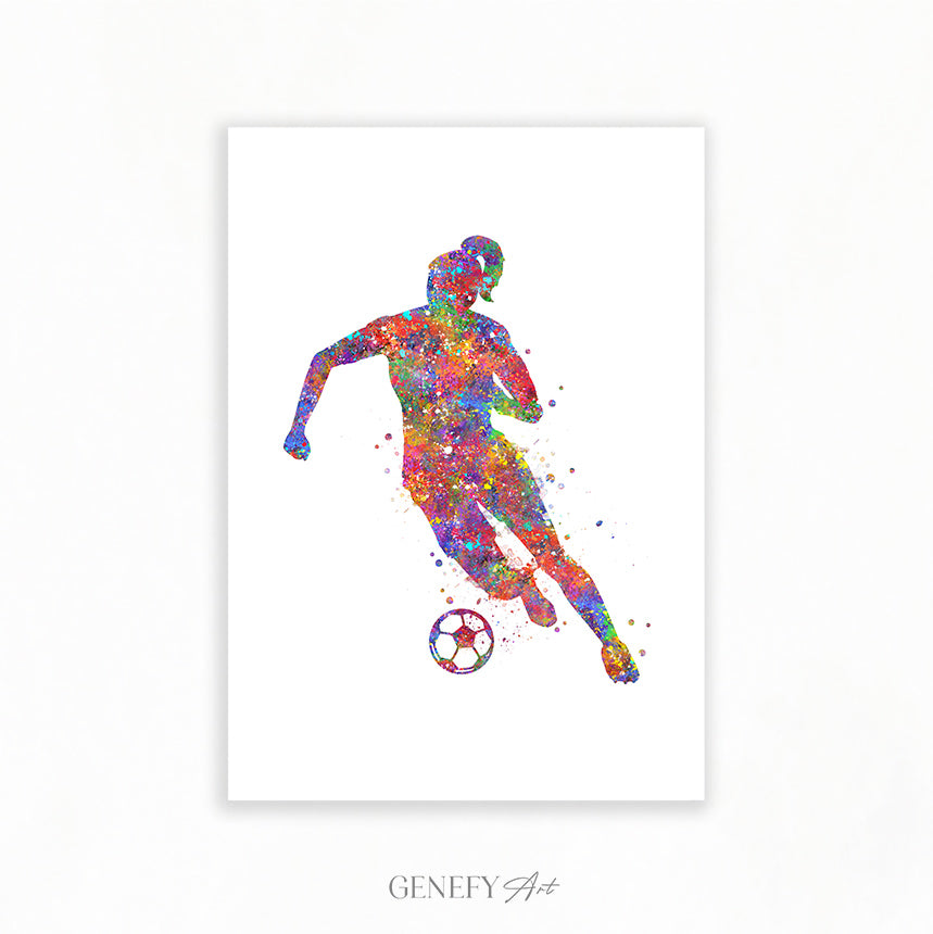 Football Art - Girl Dribbling Ball