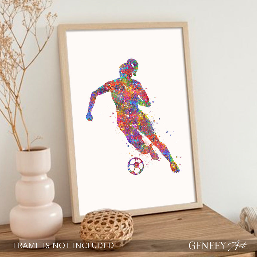 Football Art - Girl Dribbling Ball