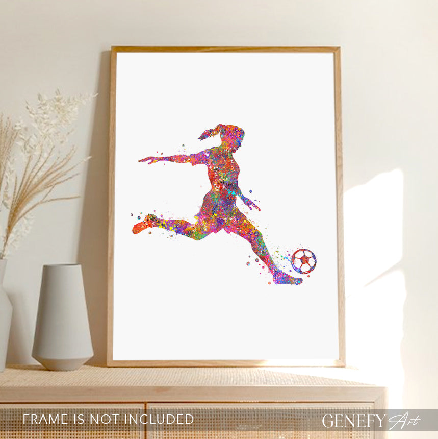 Football Art - Girl Kicking Ball