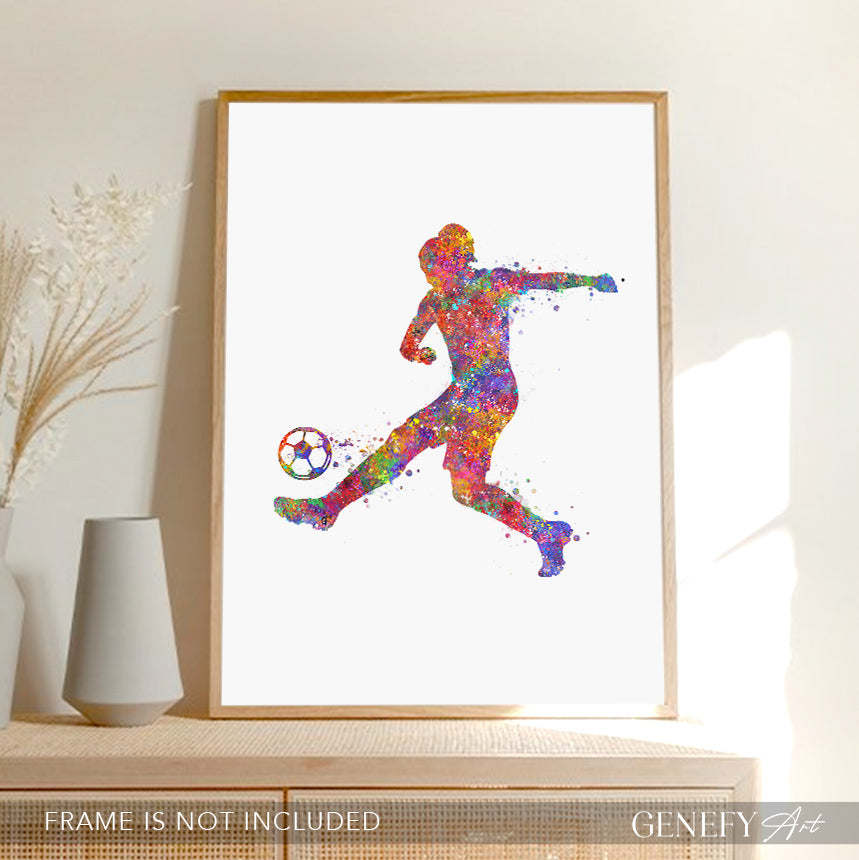 Football Art - Girl Kicking Ball