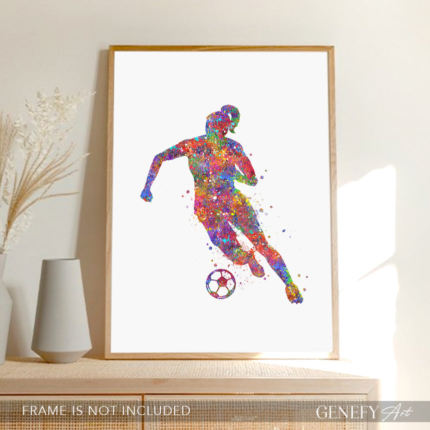 Football Art - Girl Dribbling Ball