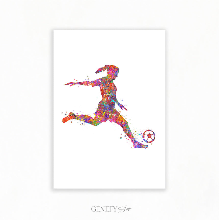 Football Art - Girl Kicking Ball