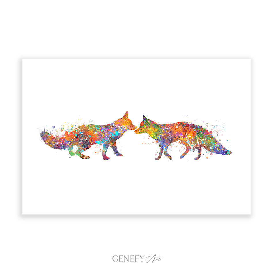 Fox Couple Watercolour Print