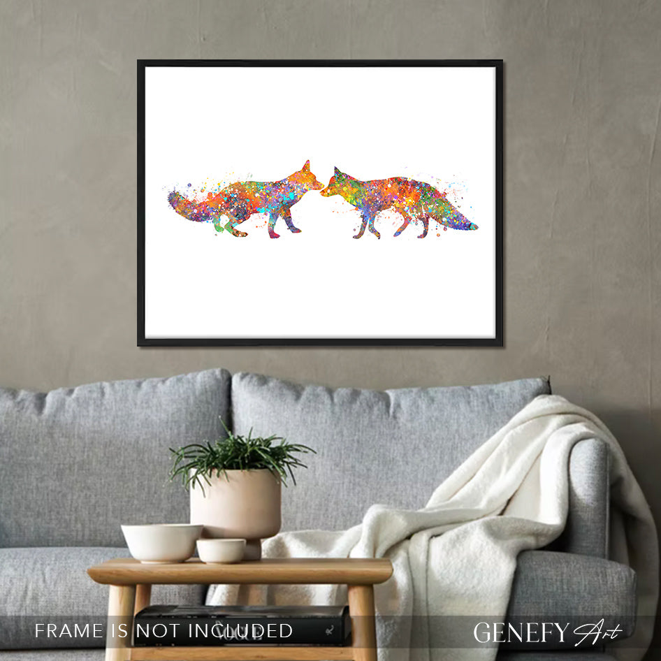 Fox Couple Watercolour Print