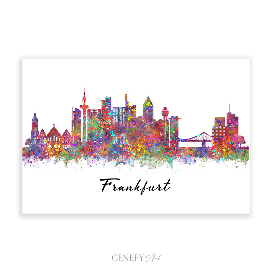 Frankfurt Skyline Watercolour Print