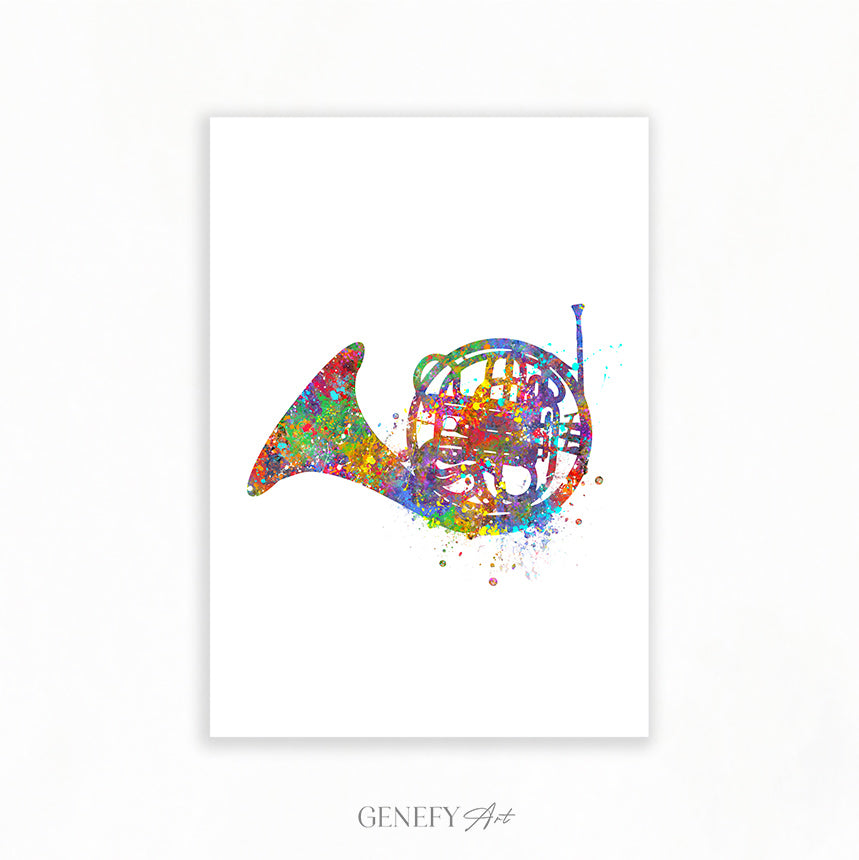 French Horn Watercolour Art Print