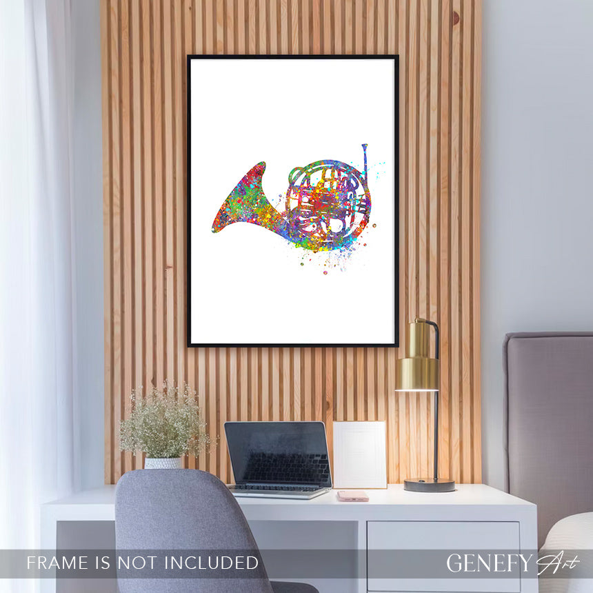French Horn Watercolour Art Print