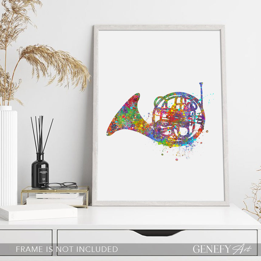 French Horn Watercolour Art Print