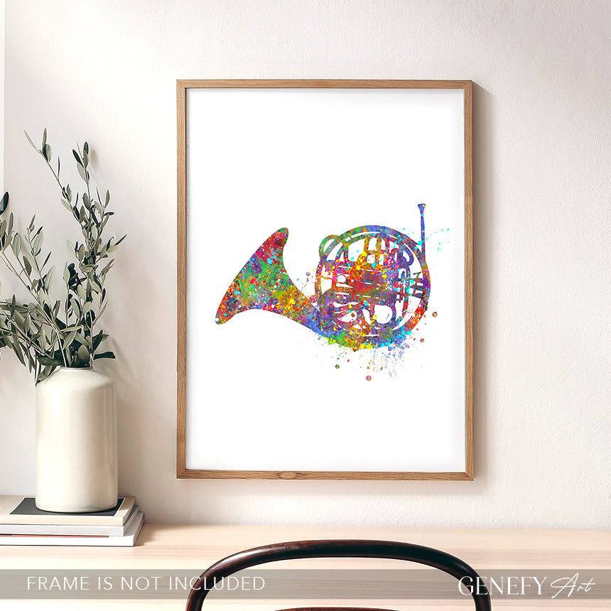 French Horn Watercolour Art Print