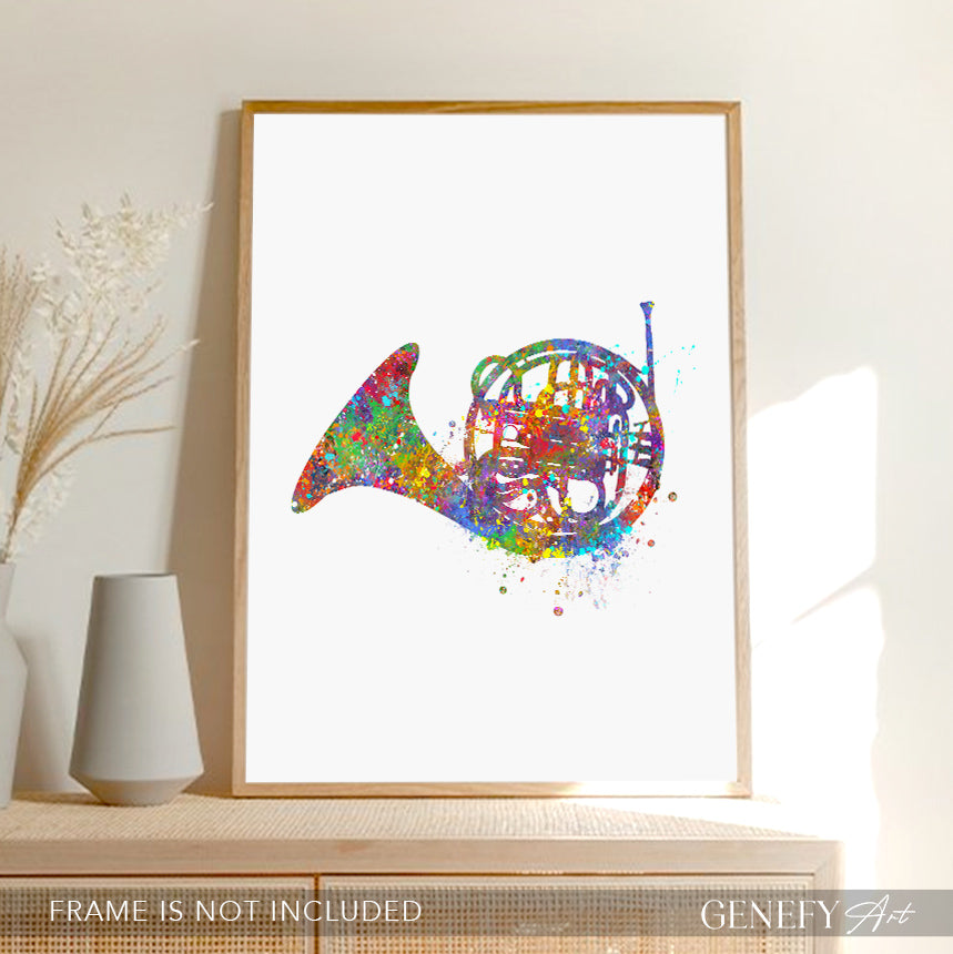 French Horn Watercolour Art Print