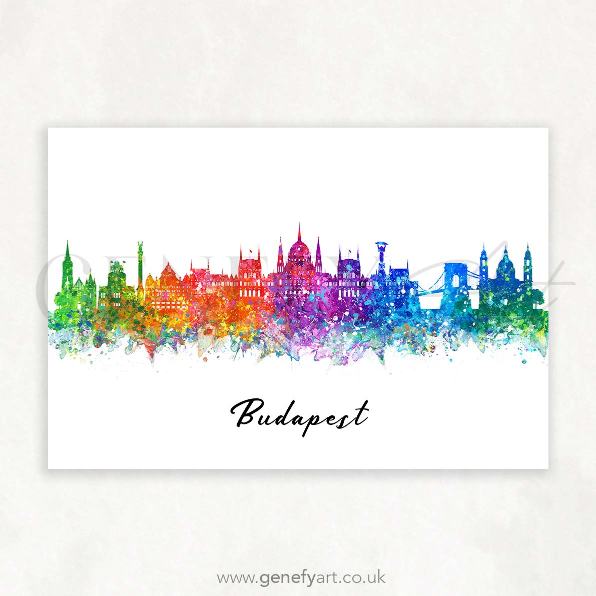 Budapest Skyline Watercolour Print - Genefy Art