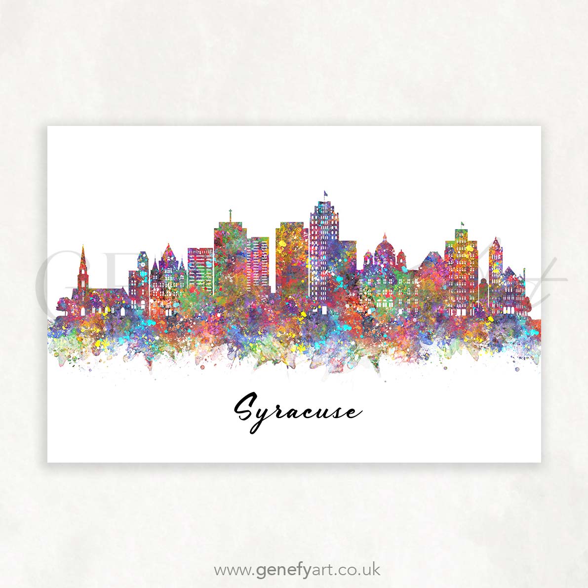 Syracuse Skyline Watercolour Print - Genefy Art