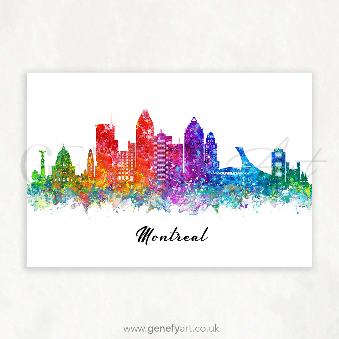 Montreal Skyline Watercolour Print - Genefy Art