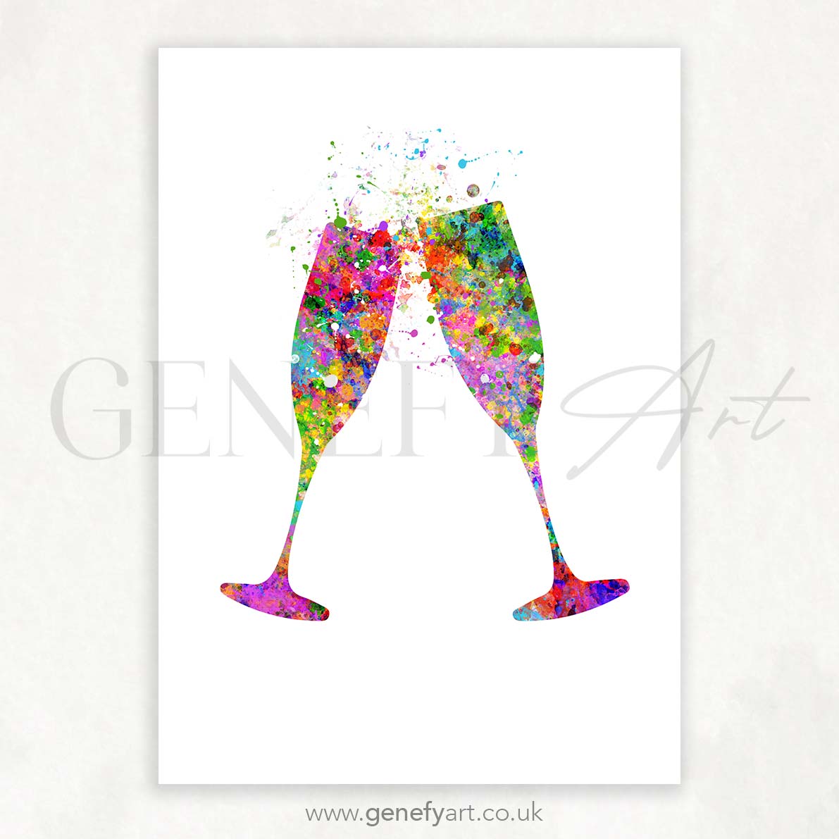 Champagne Flute Watercolour Print - Genefy Art