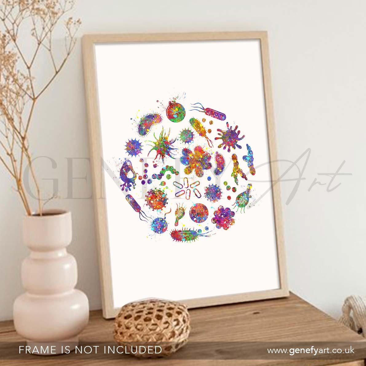 Bacteria Watercolour Print - Genefy Art