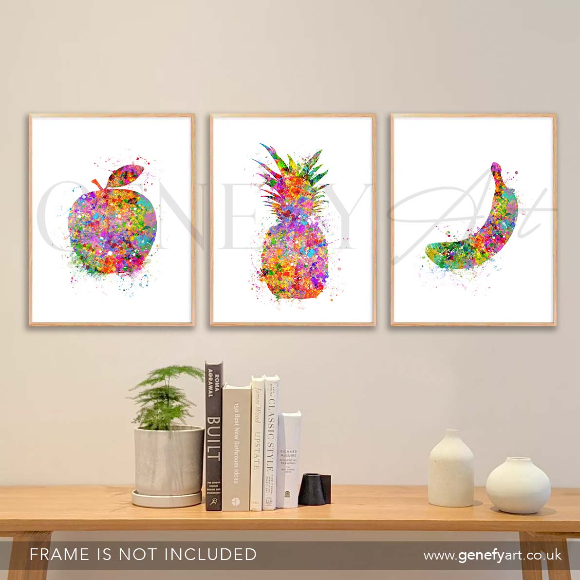 Fruits Kitchen Decor Set of 3 Watercolour Print - Genefy Art