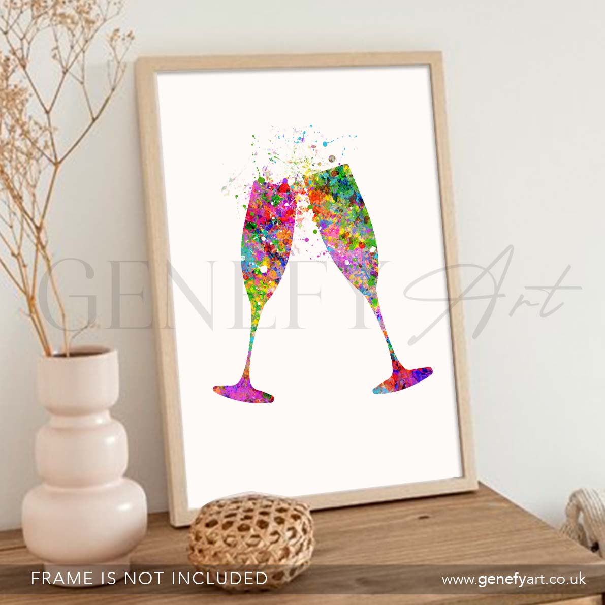 Champagne Flute Watercolour Print - Genefy Art
