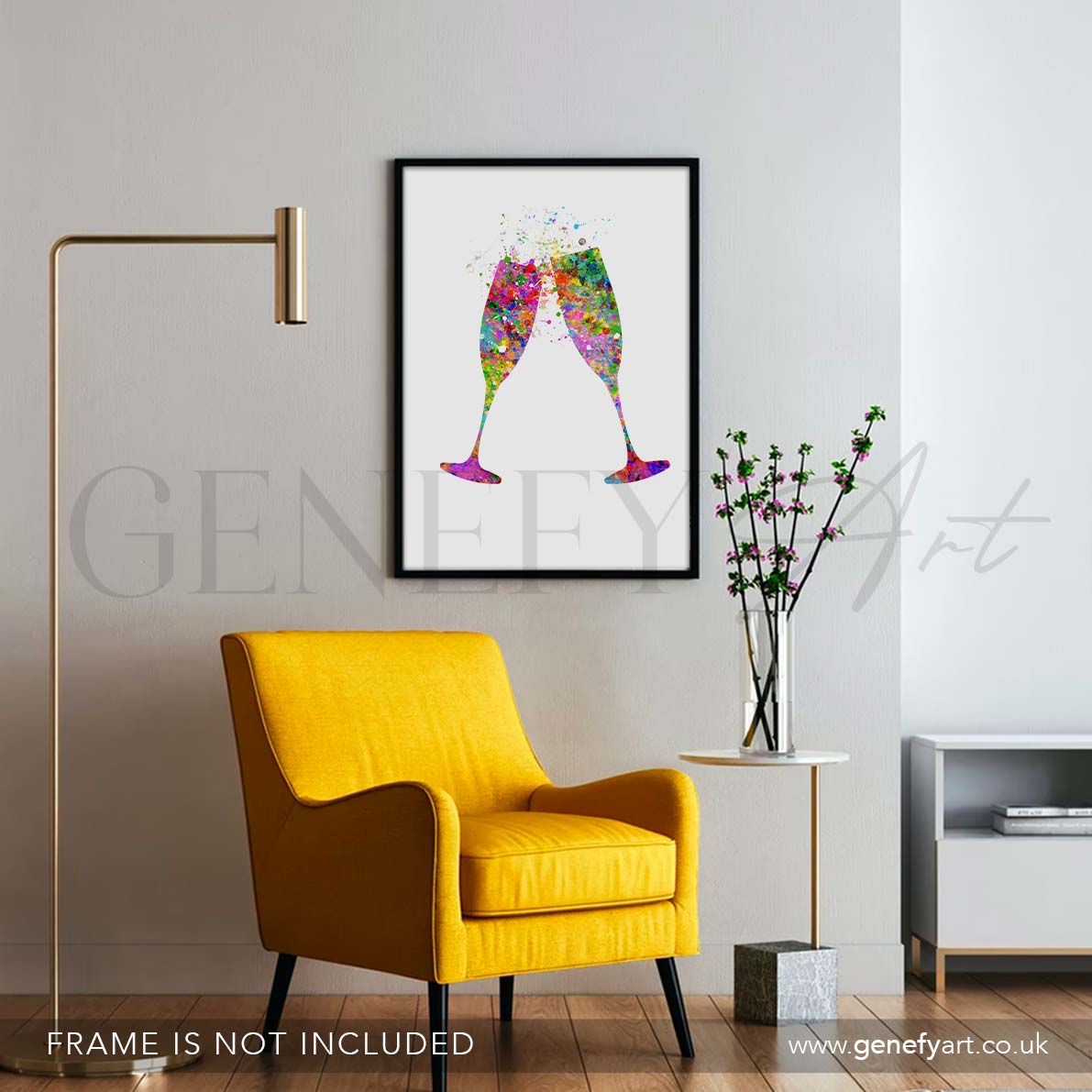 Champagne Flute Watercolour Print - Genefy Art