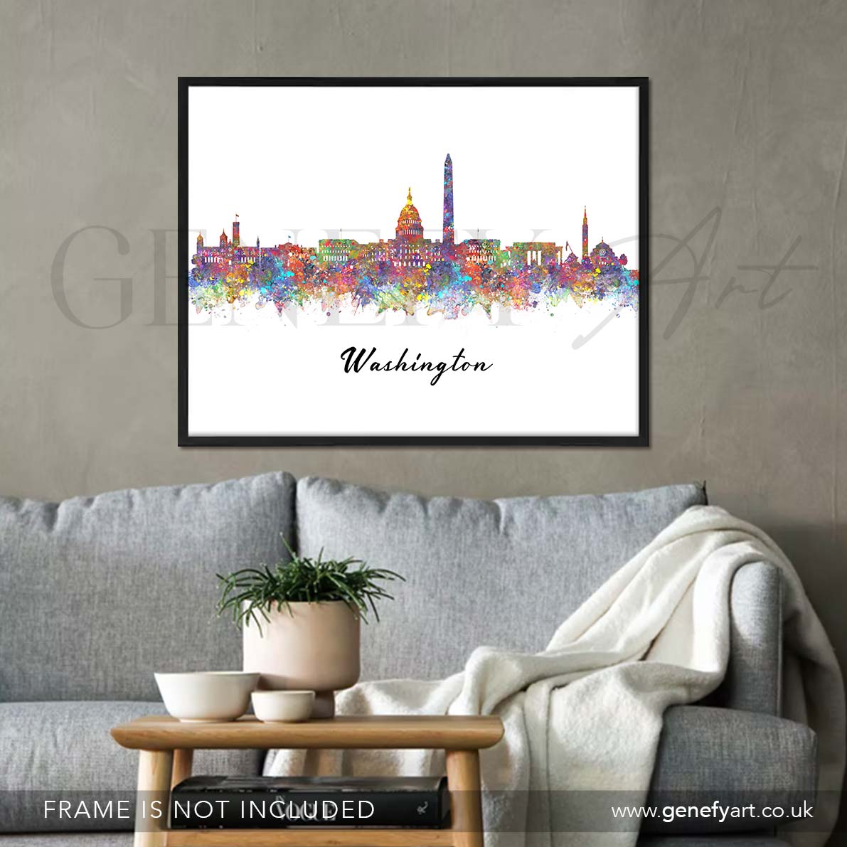 Washington Skyline Watercolour Print - Genefy Art