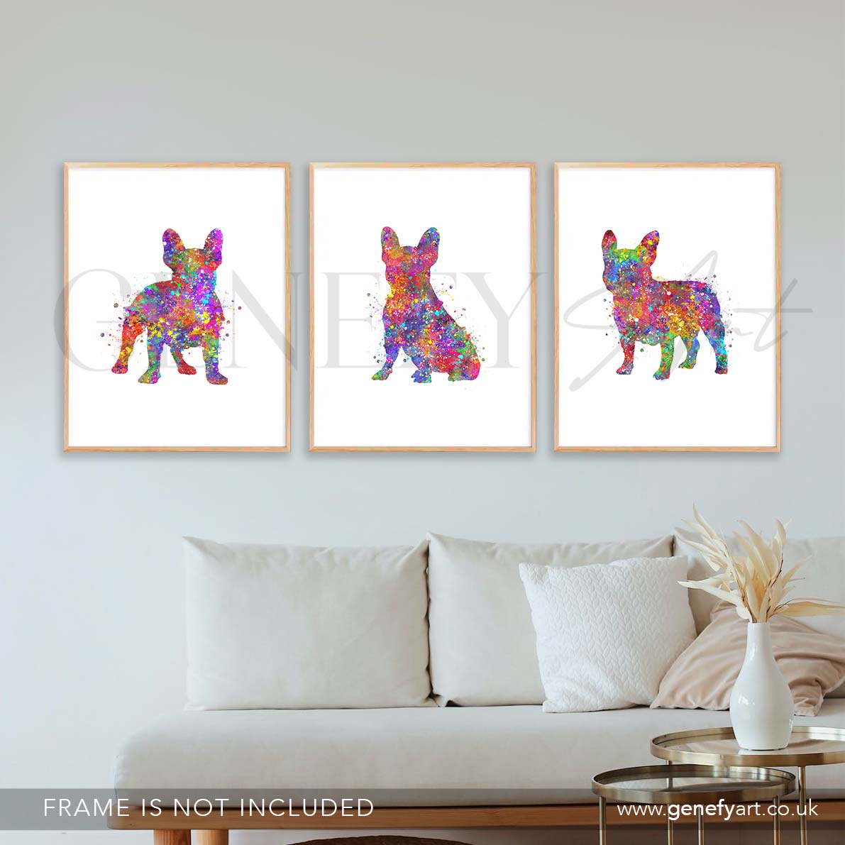 French Bulldog Set of 3 Watercolour Print - Genefy Art