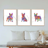 French Bulldog Set of 3 Watercolour Print - Genefy Art