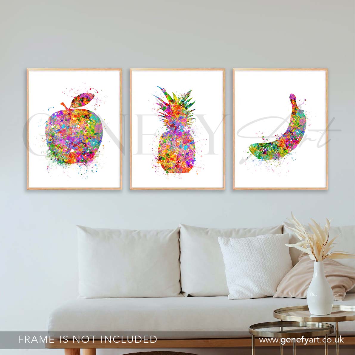 Fruits Kitchen Decor Set of 3 Watercolour Print - Genefy Art