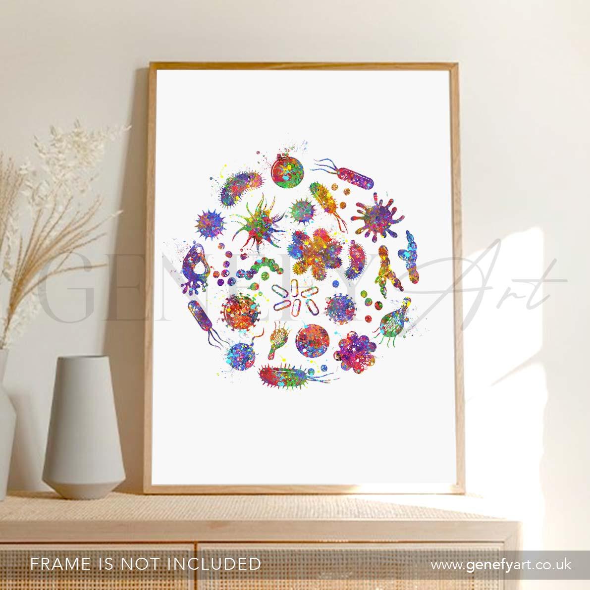Bacteria Watercolour Print - Genefy Art