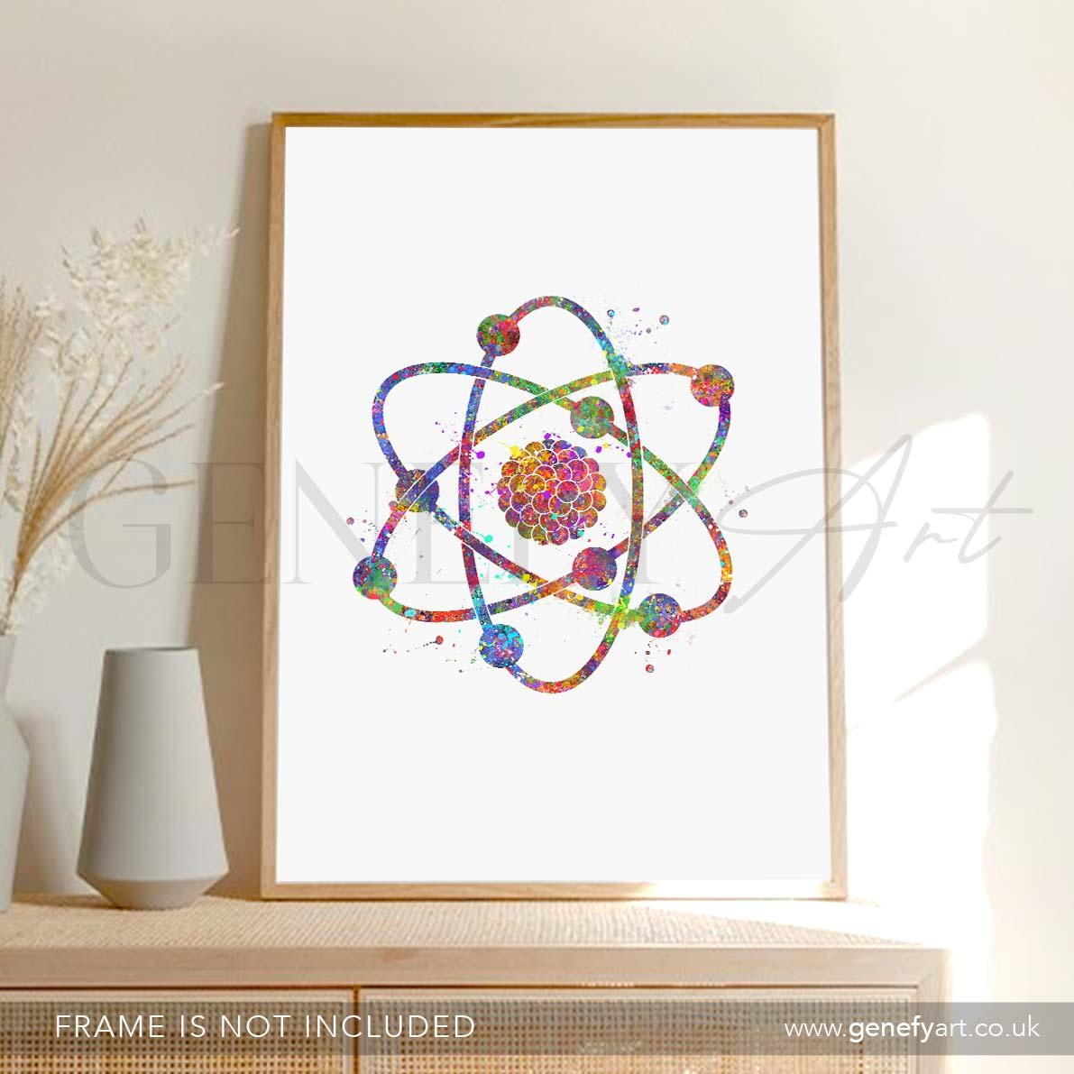 Atom Watercolour Art Print - Genefy Art