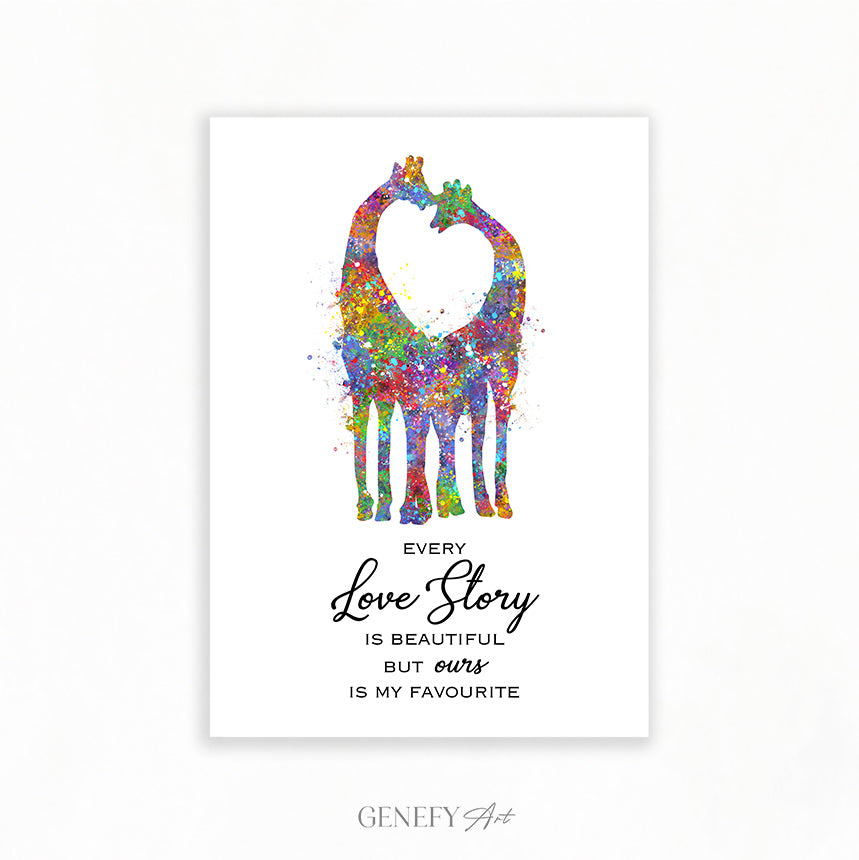 Giraffe Couple Watercolour Art