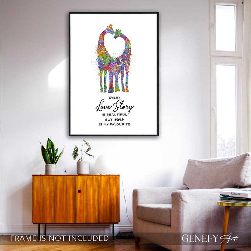 Giraffe Couple Watercolour Art