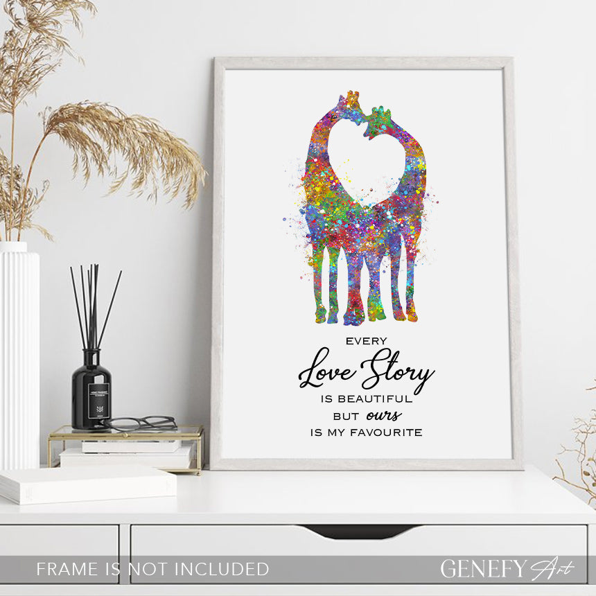 Giraffe Couple Watercolour Art