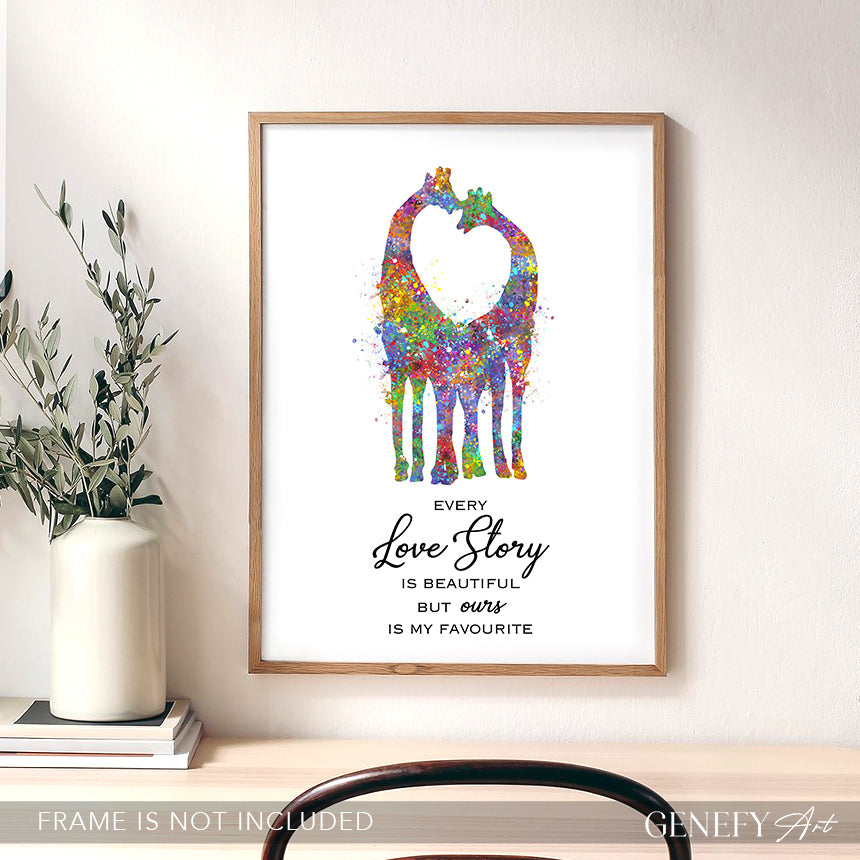 Giraffe Couple Watercolour Art