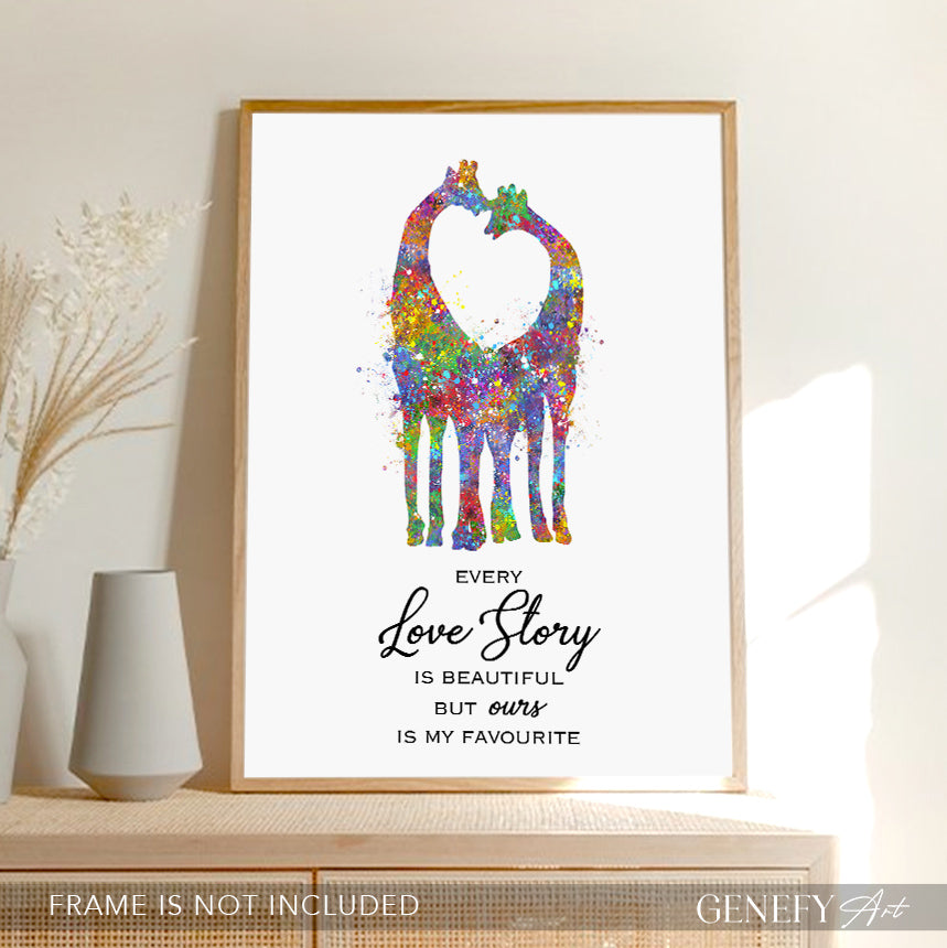 Giraffe Couple Watercolour Art