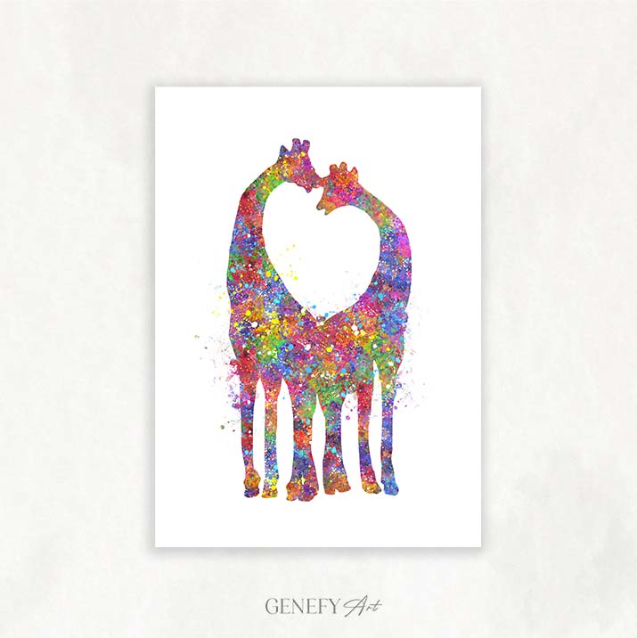 Giraffe Couple Watercolour Art