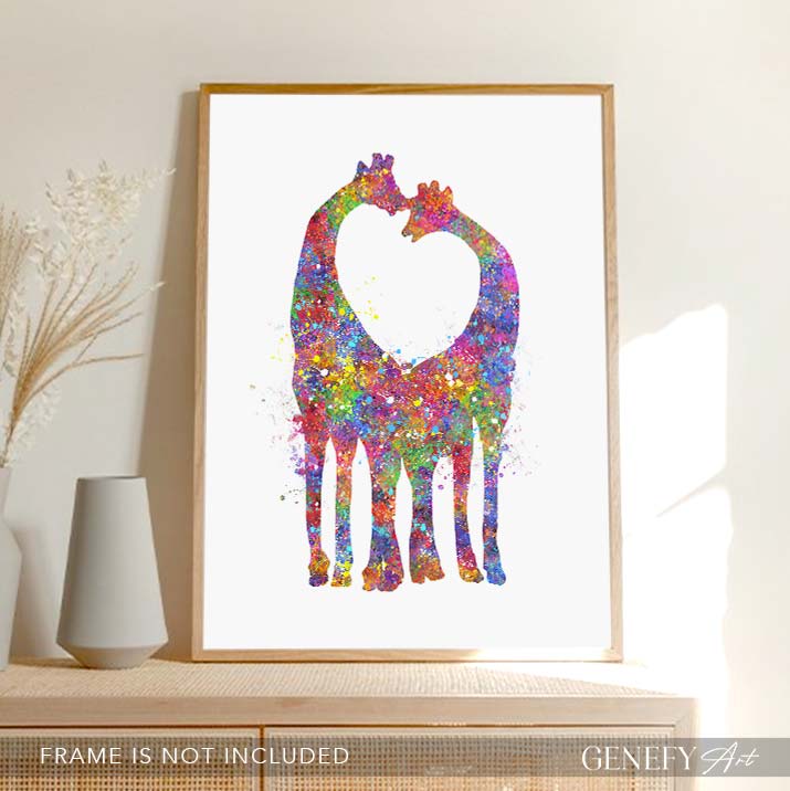 Giraffe Couple Watercolour Art