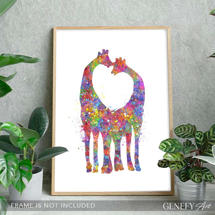 Giraffe Couple Watercolour Art