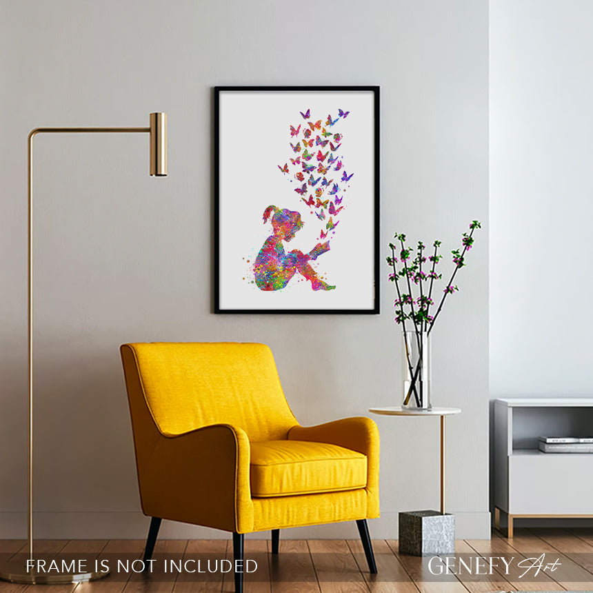 Girl Reading A Book Art Print