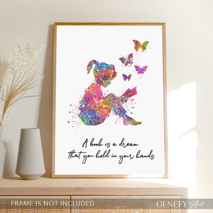 Girl Reading A Book Art Print