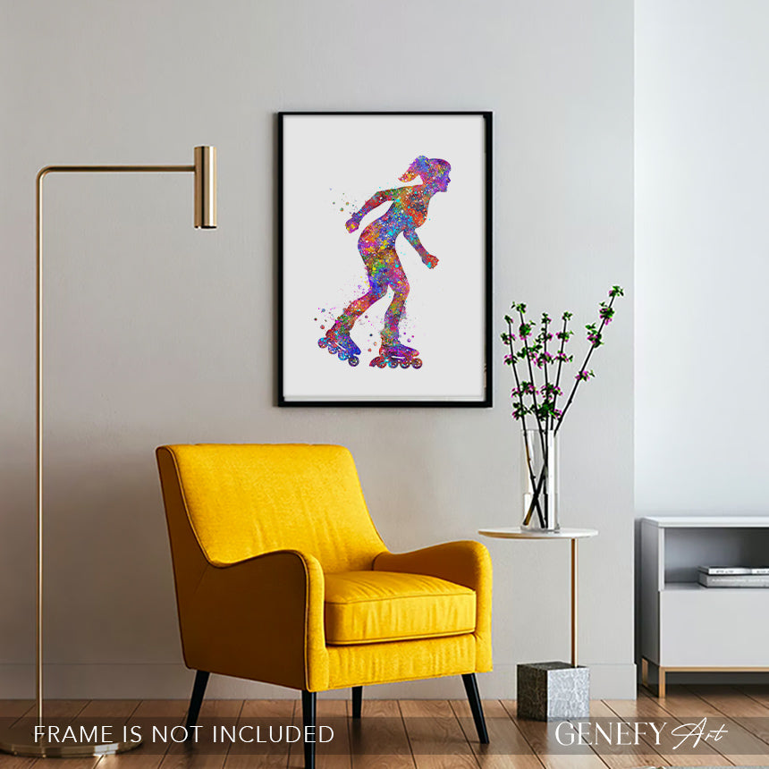 Girl Rollerblading Art