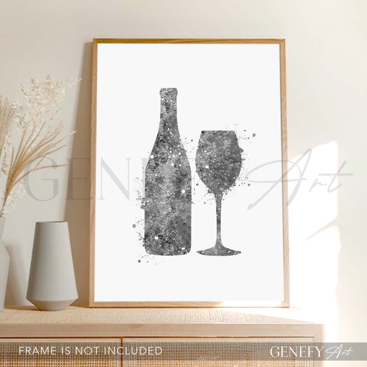 Wine Glass and Bottle Watercolour Print