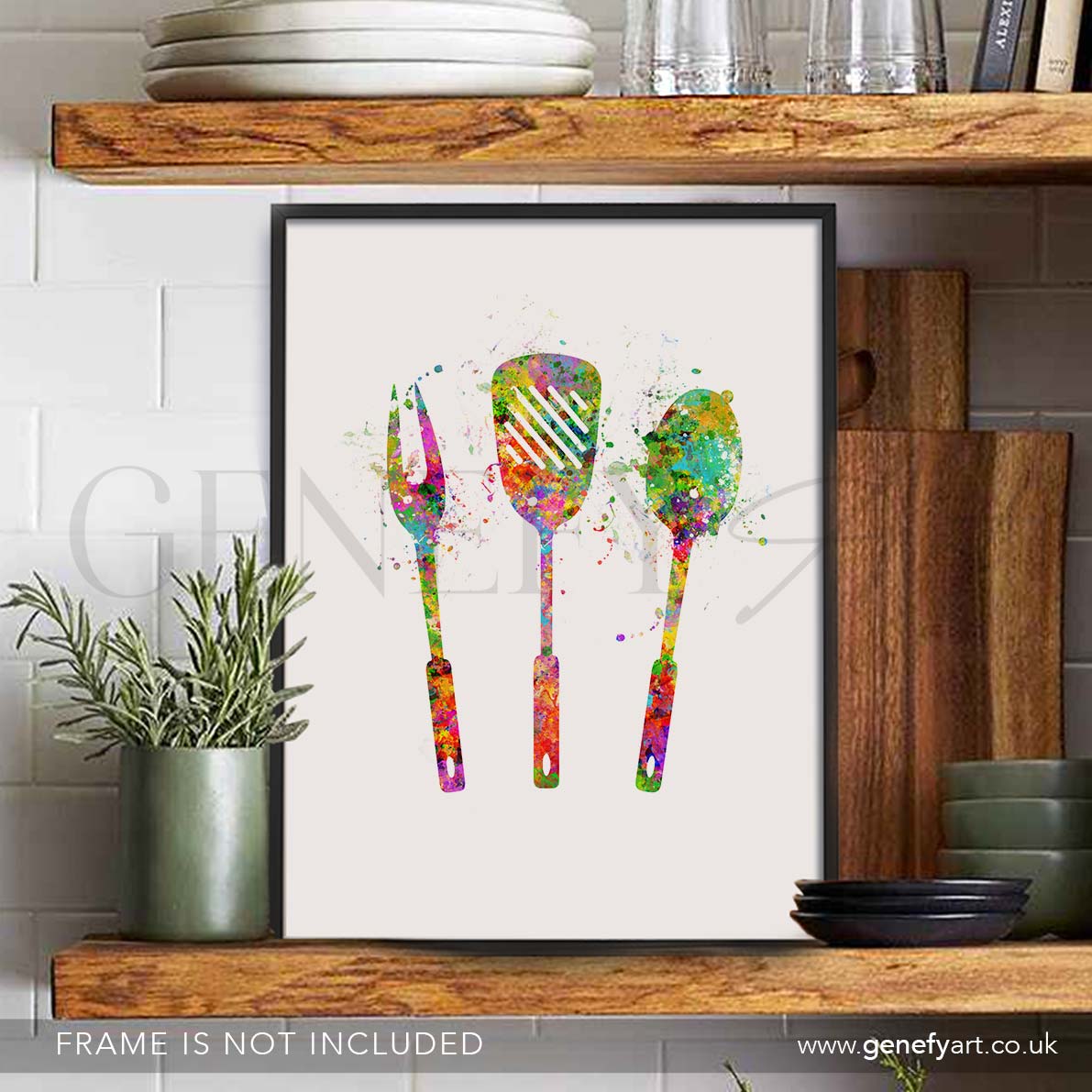Grill Utensils Watercolour Kitchen Print - Genefy Art